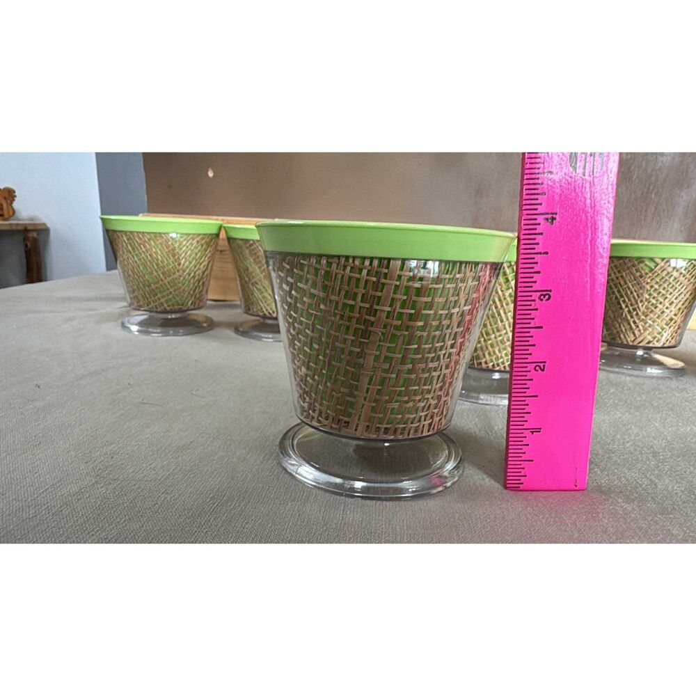 Lot 0f 8 Vintage Raffiaware Burlap Dessert Cups 1950's - Picture 2 of 4